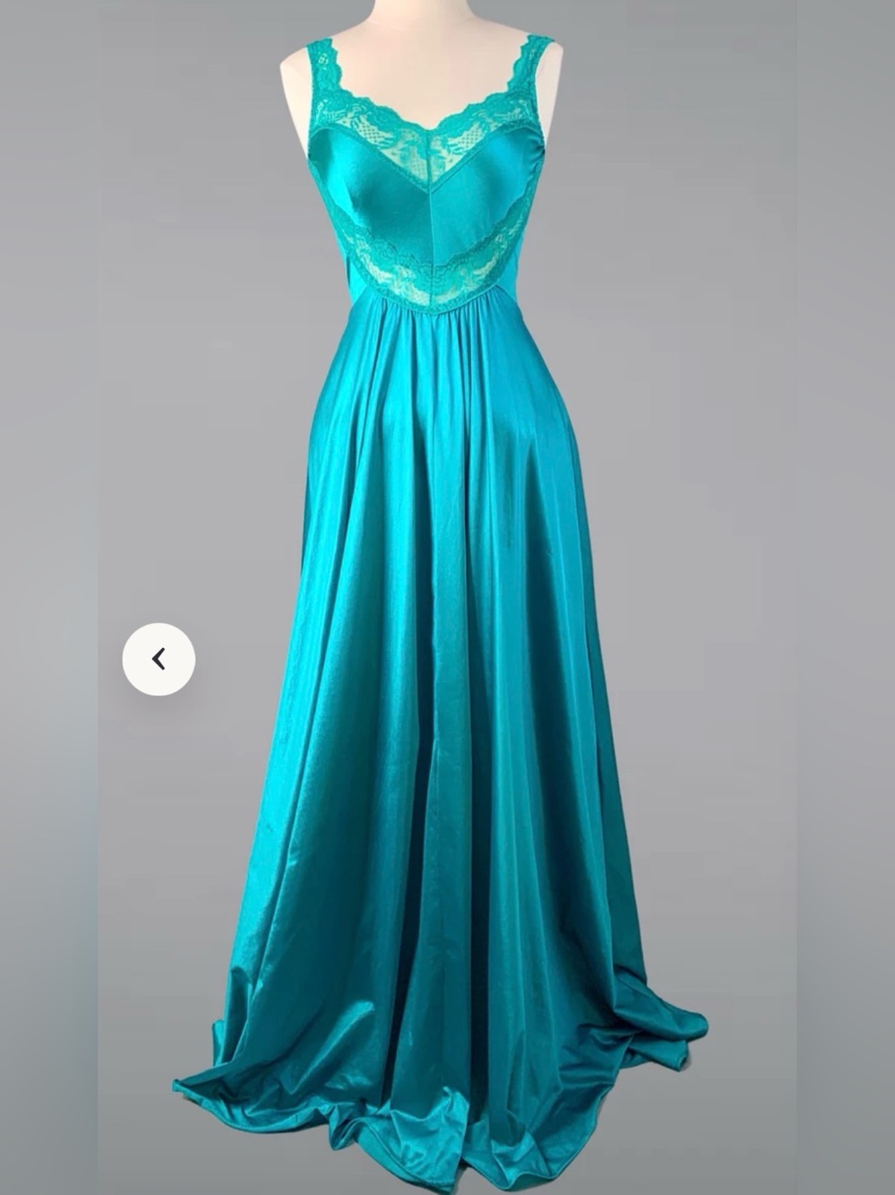Vintage Turquoise nightgown with Lace Bodice
